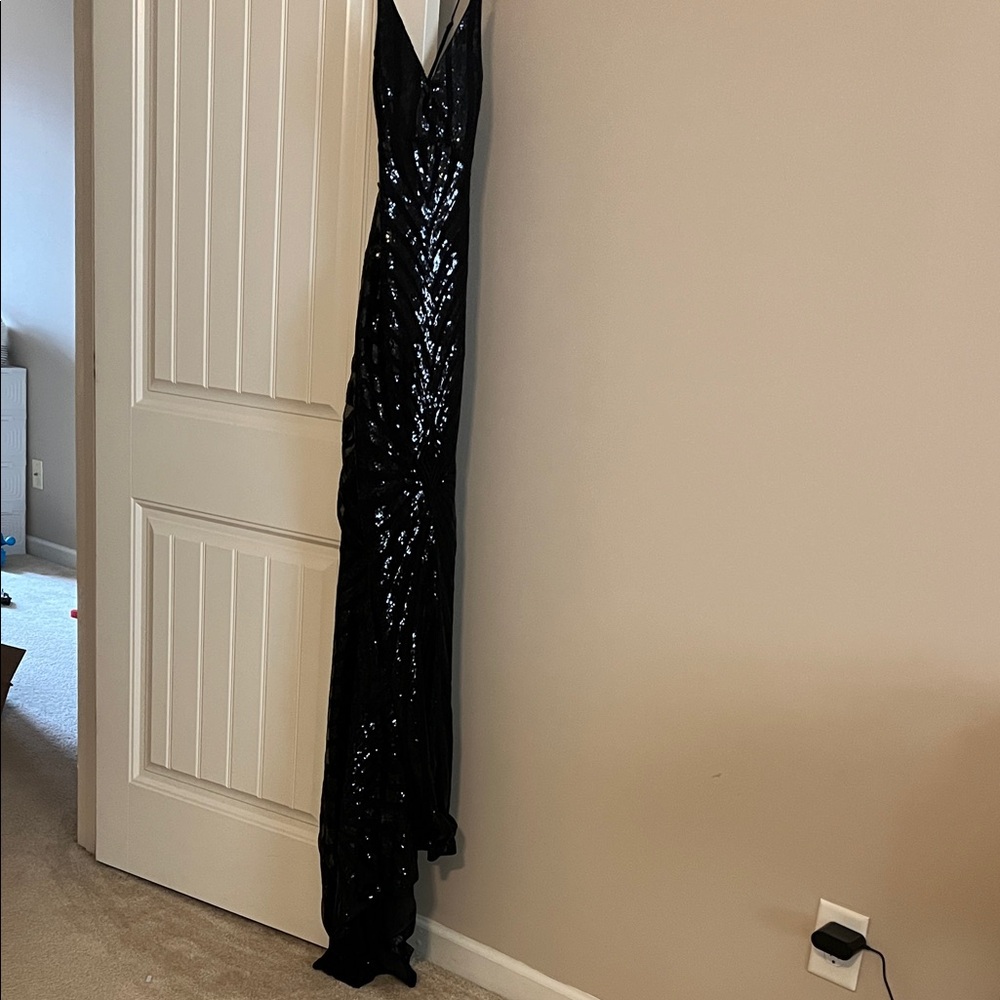 L'ATISTE Black Sequin Maxi Dress